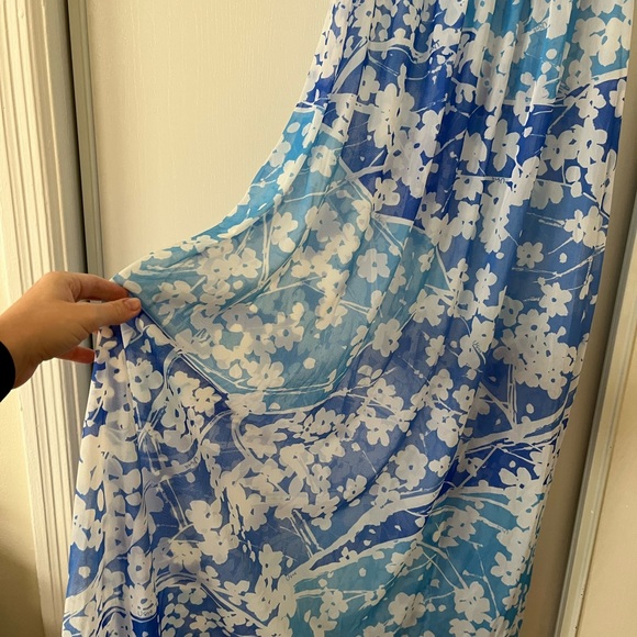 Vintage 70s Vera Maxi Dress - blue floral - Picture 7 of 7